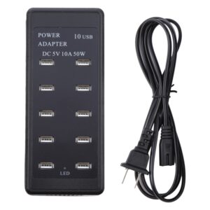 DC 5V 10A 50W 10 USB Multi Port Charger Adapter, US Plug