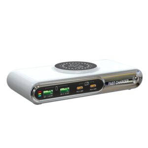 F9A 6 in 1 72W Multifunctional Smart Charger with LED Ambient Light, AU Plug, US Plug, EU Plug, UK Plug