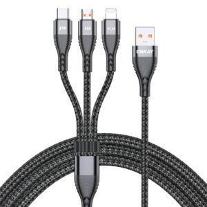 ENKAY 3-in-1 6A USB to Type-C / 8 Pin / Micro USB Multifunction Fast Charging Cable, 1m, 2m