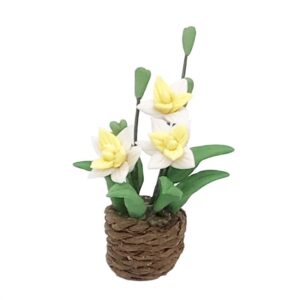 1:12 Mini Doll House Toy Simulation Yellow Cattleya Flower Model, Yellow Cattleya Flower