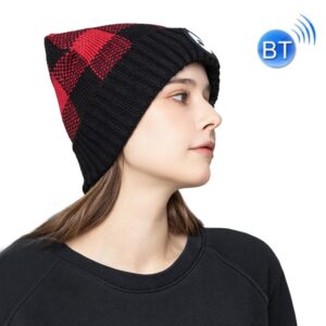 M3-BL Bluetooth LED Music Headset Hat Lady Warm Night Lighting Hat, Black Red, Black White