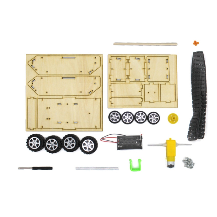 Wooden Electric Simulation Crawler Tank DIY Toy Assembly Model,Spec:, No. 1 Single Motor Basic Edition, No. 1 Single Motor Remote Control Edition, No. 2 Dual Motor Remote Control Edition, No. 3 Dual Motor Remote Control Edition... - Image 2