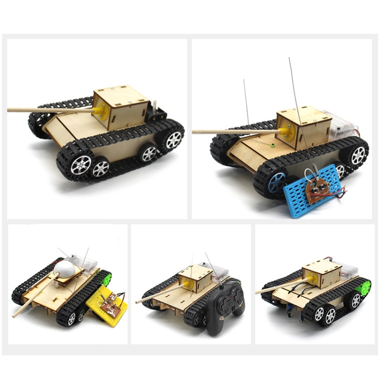 Wooden Electric Simulation Crawler Tank DIY Toy Assembly Model,Spec:, No. 1 Single Motor Basic Edition, No. 1 Single Motor Remote Control Edition, No. 2 Dual Motor Remote Control Edition, No. 3 Dual Motor Remote Control Edition... - Image 4