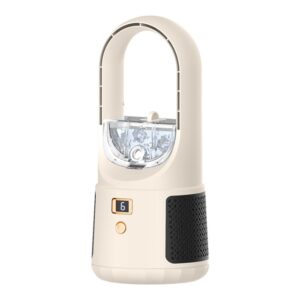 Desktop USB Charging Bladeless Fan Portable Vertical LED Digital Display Fan, White, Black, Milk Coffee
