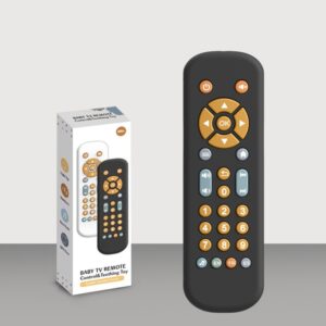 Baby Simulation TV Remote Control Music Toy with Light and Sound 3 Language Mode, Black, White, White With Bear Silicon Cover, White With Koala Silicon Cover, Black With Monkey Silicon Cover, White With Cat Silicon Cover, Black With Giraffe Silicon Cover