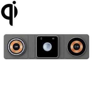 XH-X8 15W 3-in-1 MagSafe Foldable Mini Magnetic Mobile Phone Earphone Watch Wireless Charger, XH-X8
