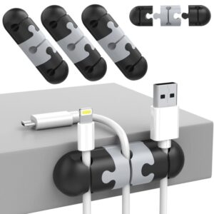AhaStyle PT-WE19 3pcs Desktop Data Cable Silicone Storage Stand Cable Organizer Clip