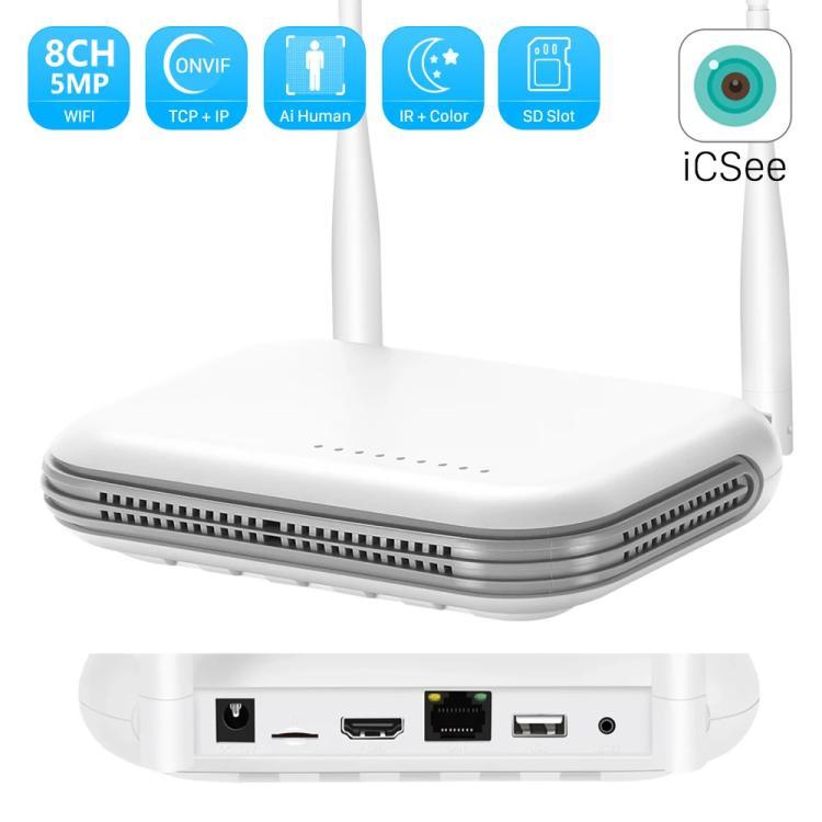 8CH Wireless NVR System For Security Cameras 5MP/3MP WiFi Network Video Recorder Support 2.5-Inch HDD & TF Card, US Plug, EU Plug, UK Plug - Image 2