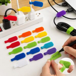 16pcs /Pack Writable Cable Labels Reusable Hook And Loop Cord Identification Tags Wire Label Straps For Electronics, TV, Computer, Charger And Power Cords, 8 Colors Mixed