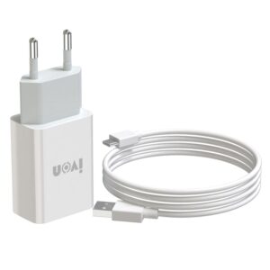 IVON AD-33 2 in 1 2.1A Single USB Port Travel Charger + 1m USB to USB-C / Type-C Data Cable Set,, EU Plug, US Plug