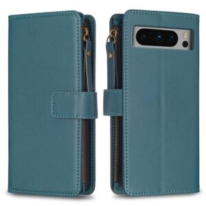 9 Card Slots Zipper Wallet Leather Flip Phone Case, For Google Pixel 8 Pro, For Google Pixel 8, For Google Pixel 7a, For Google Pixel 7 Pro, For Google Pixel 7