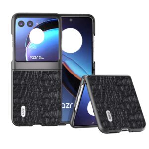 ABEEL Genuine Leather Canopy Black Edge Phone Case, For Motorola Razr 40 Ultra