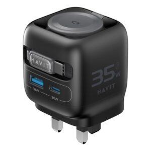 Havit UC250 35W 3 in 1 GaN Travel Charger with Type-C Retractable Cable, UC250(UK Plug)