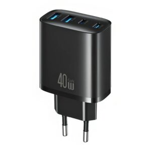 USAMS T70 CC330 40W Dual USB-A and Dual USB-C / Type-C 4-Port GaN Fast Charger, EU Plug