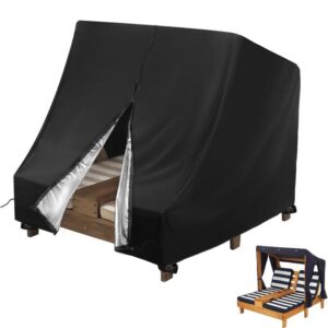 Weatherproof Cover for Wooden Double Chaise Lounge Outdoor Patio Furniture Protector, FS-24117