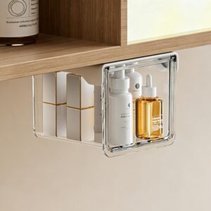 Self Adhesive Transparent Pull-Out Drawer Style Storage Box, 10x10x8.5cm, 15x10x8.5cm, 21.5x10x8.5cm