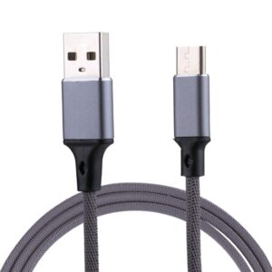1m 2A Output USB to USB-C / Type-C Nylon Weave Style Data Sync Charging Cable, 2A Grey, 2A Blue, 2A Red, 2A White, 2A Black, 2A Pink