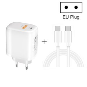 CS-20W Mini Portable PD3.0 + QC3.0 Dual Ports Fast Charger with 3A Type-C to Type-C  Data Cable, Charger + Type-C to Type-C Cable