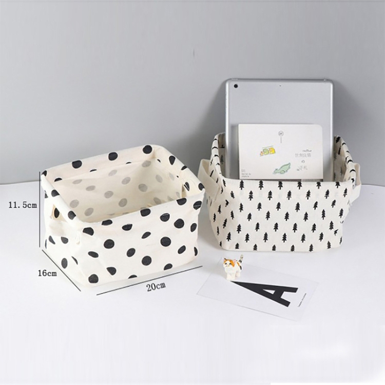 2 PCS Canvas Desktop Storage Basket Sundries Storage Box with Handle, Cross, Star, Tree, Black spot - Image 4