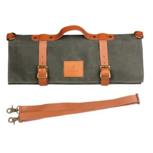 WESSLECO Canvas Roll Chef Knife Storage Bag, WESSLECO Army Green