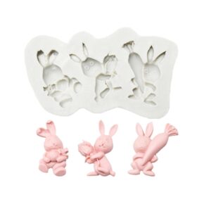 2 PCS Chocolate Baking Clay Silicone Mold, Specification: Three Rabbits, Three Rabbits, Double Egg, Carrot Rabbit, Bouquet Bunny