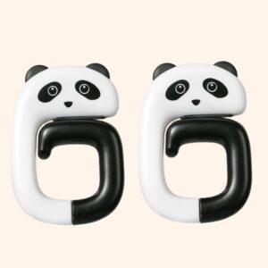 2 PCS Deskside Schoolbag Hook Removable Office Bag Hanger, Panda, Small Pink Cat, Raccoon, Kitten