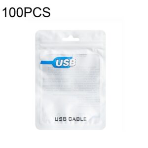 100 PCS USB Cable Packaging Bag Data Cable Bag Ziplock Bag, 7.5 x 12cm, 10.5 x 15 cm