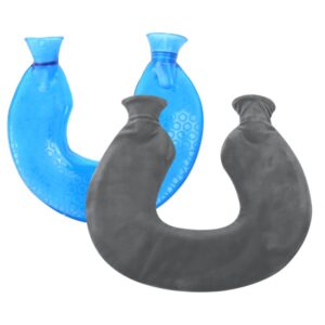 U-shaped PVC Hot Compress Shoulder And Neck Explosion-proof Water Injection Hot Water Bag, Blue + Gray Crystal, Blue + Navy Crystal, Blue + Green Snowflake Knitted, Blue + Gray Knitted, Blue + Cyan Knitted, Blue Light Cyan Knitted...