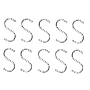10pcs Multifunctional Stainless Steel Hooks Metal S-Shaped Hook, Large, Medium, Small
