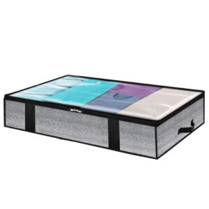 Non-Woven Fabric Foldable Underbed Storage Bag for Clothes Blankets 100x50x18cm, 100x50x18cm(Printing Gray)