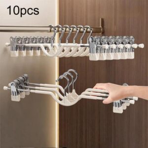 10pcs Adjustable Short Neck Pants Hanger Home Use Non-Marked Hanger For Skirts & Pants