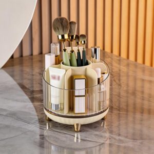360-degree Rotating Makeup Organizer for Vanity Multi-Grid Spinning Cosmetic Storage Box for Brushes, Lipsticks and Skincare