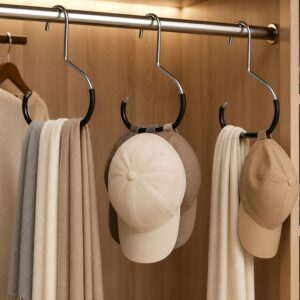3pcs /Pack Metal Hat Hangers for Closet Baseball Cap Organizer Hooks Space Saving Ring Hanging Racks for Scarves, Belts, Ties, Shawls, Purses