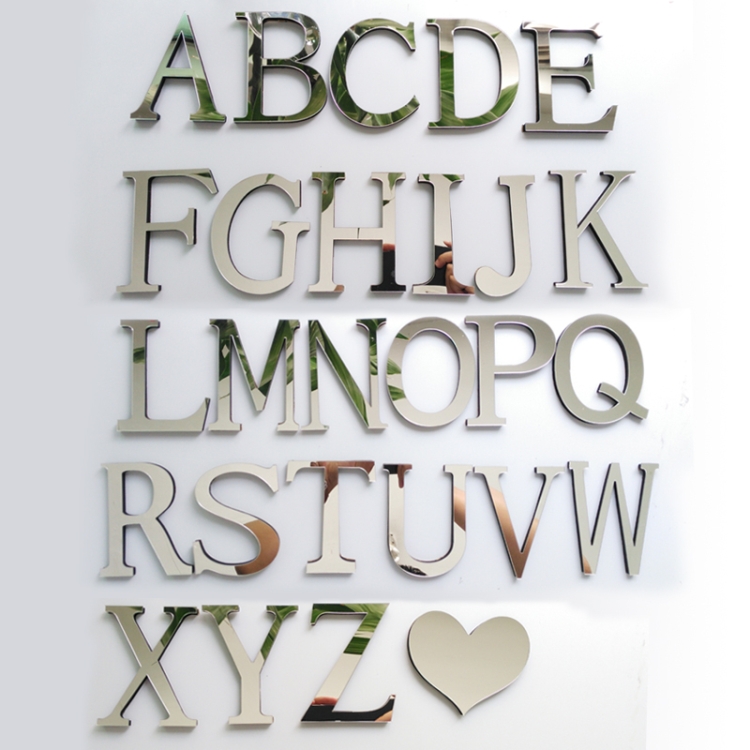 2 PCS Home Decoration Creative Personality English Letters Acrylic Mirror 3D DIY Wall Stickers - Image 3