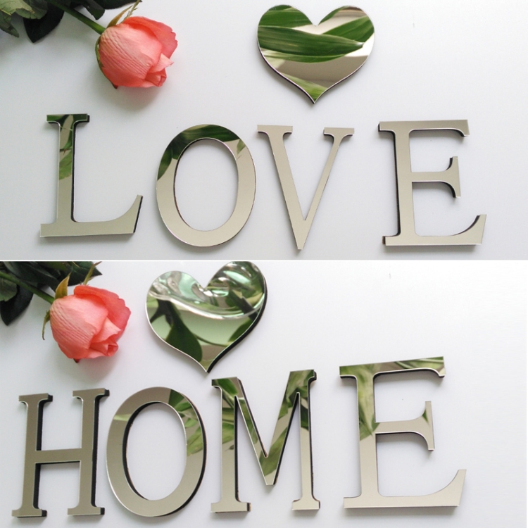 2 PCS Home Decoration Creative Personality English Letters Acrylic Mirror 3D DIY Wall Stickers - Image 4